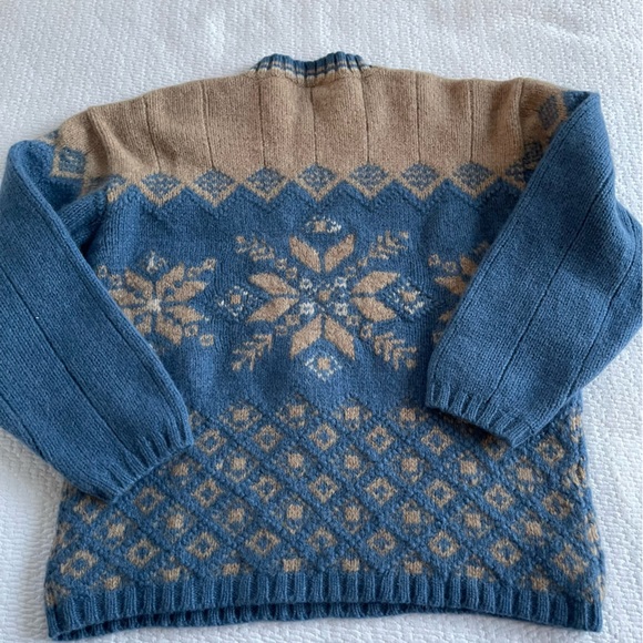 VTG Maurices Tan and Blue Jumper 100% Shetland wool. - Picture 2 of 8